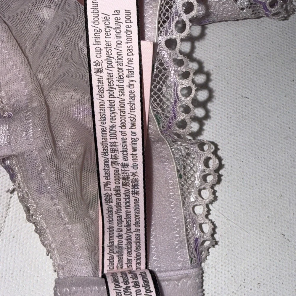 Victoria's Secret Dream Angel Embroidered Floral Lightly Lined Plunge‎ Bra 36DDD